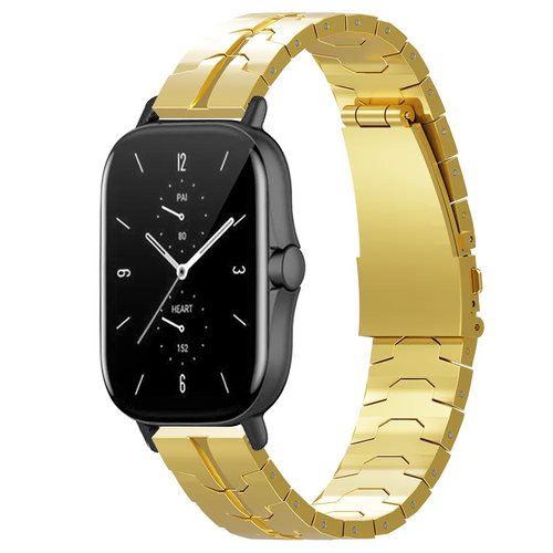 Steel Iron Strap, gold, on a watch, 3/4 front view