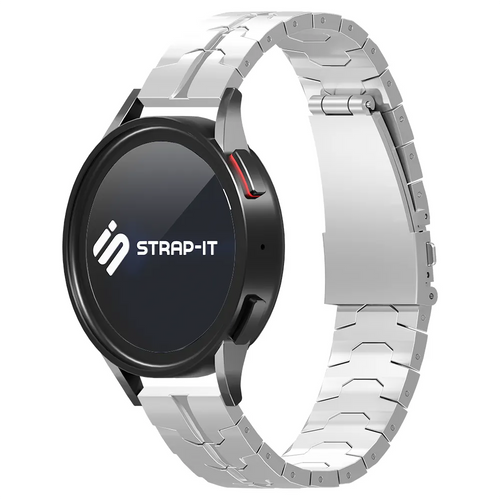 Steel Iron Strap, silver, on a watch, 3/4 front view