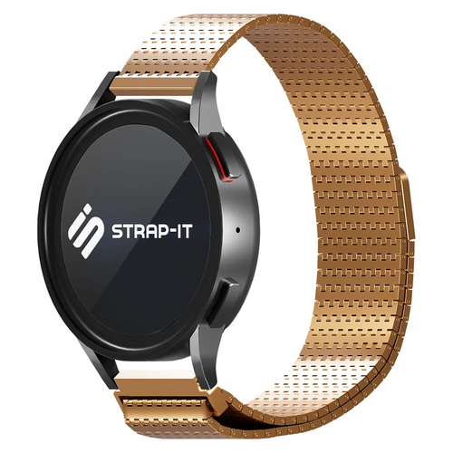 Metal Mesh Strap 'Deluxe', rose gold, on a watch, 3/4 front view