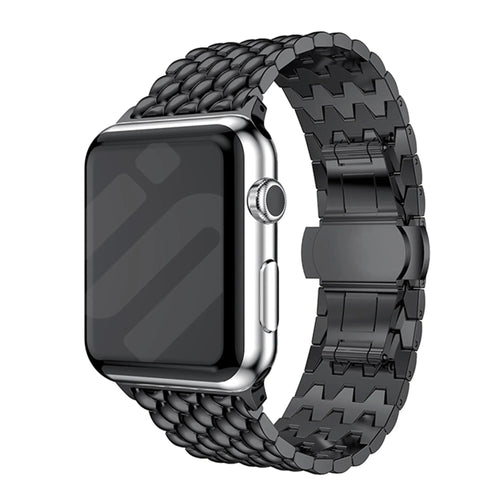 Steel Dragon Strap, black, on a watch, 3/4 front view
