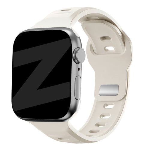 Silicone Strap 'Outdoor', starlight, on a watch, 3/4 front view