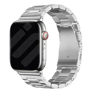 Steel Strap, silver, on a watch, 3/4 front view