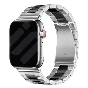 Steel Strap, silver/black, on a watch, 3/4 front view
