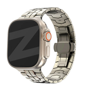 Titanium Strap 'Supreme', on a watch, 3/4 front view