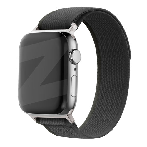 Nylon Trail Loop Strap, black, on a watch, 3/4 front view