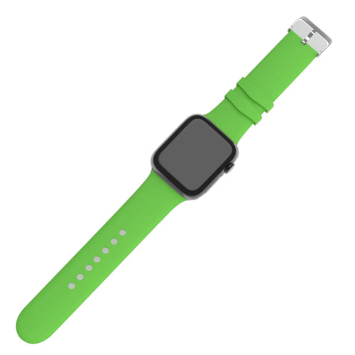 Silicone Strap with Buckle, green, on a watch, 3/4 front view