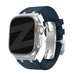 Bandz Apple Watch Ultra Silikonarmband Luxus Liquid (Blau/Silber)