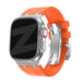 Bandz Apple Watch Ultra Silikonarmband Luxus Liquid (Orange/Silber)