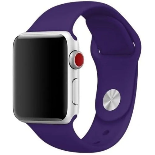 Silicone Strap, purple, on a watch, 3/4 front view