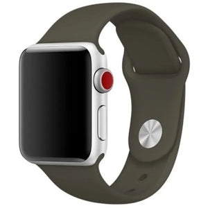 Silicone Strap, army green, on a watch, 3/4 front view