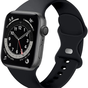 Silicone Strap, black, on a watch, 3/4 front view