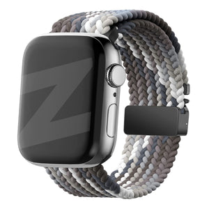 Nylon Braided Strap 'Parachute', slate, on a watch, 3/4 front view