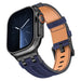Apple Watch Denim Lederarmband (Blau/Schwarz)