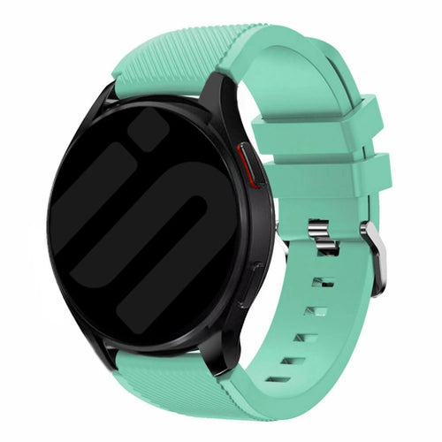 Twill Silicone Strap, aqua, on a watch, 3/4 front view