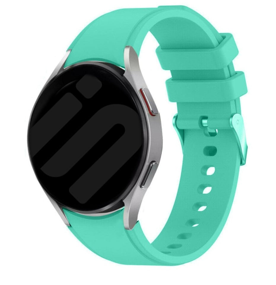 Silicone Strap 'Perfect Fit', aqua, on a watch, 3/4 front view