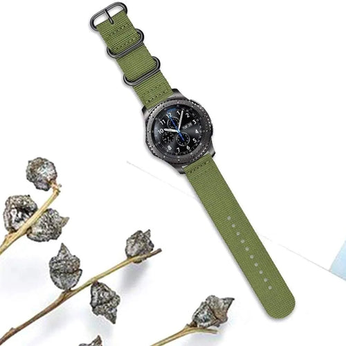 Nylon Buckle Strap, green, on a watch, 3/4 front view