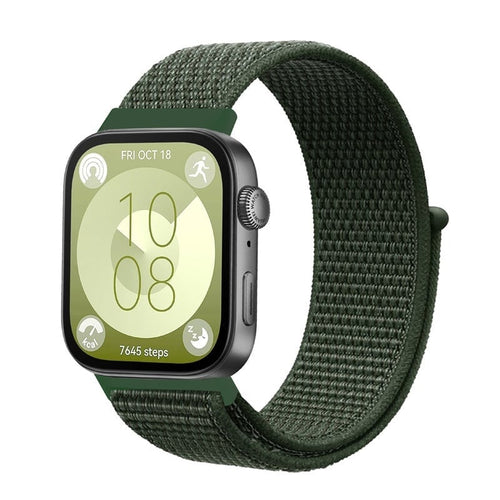 Huawei Watch Fit 4 Klassisches Nylon Armband (Dunkel Grün)