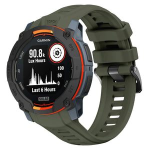 Silicone Strap, army green, on a watch, 3/4 front view