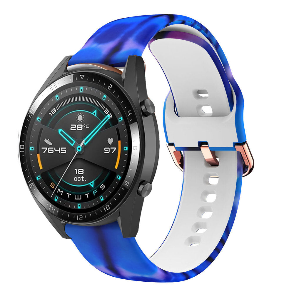 Print Silicone Strap, on a watch, 3/4 front view