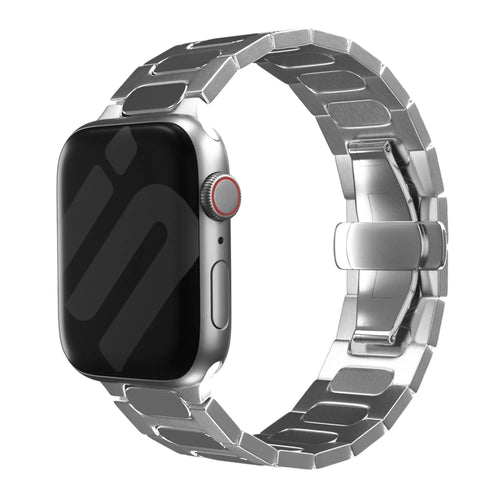 Bullet Titanium Strap, silver, on a watch, 3/4 front view