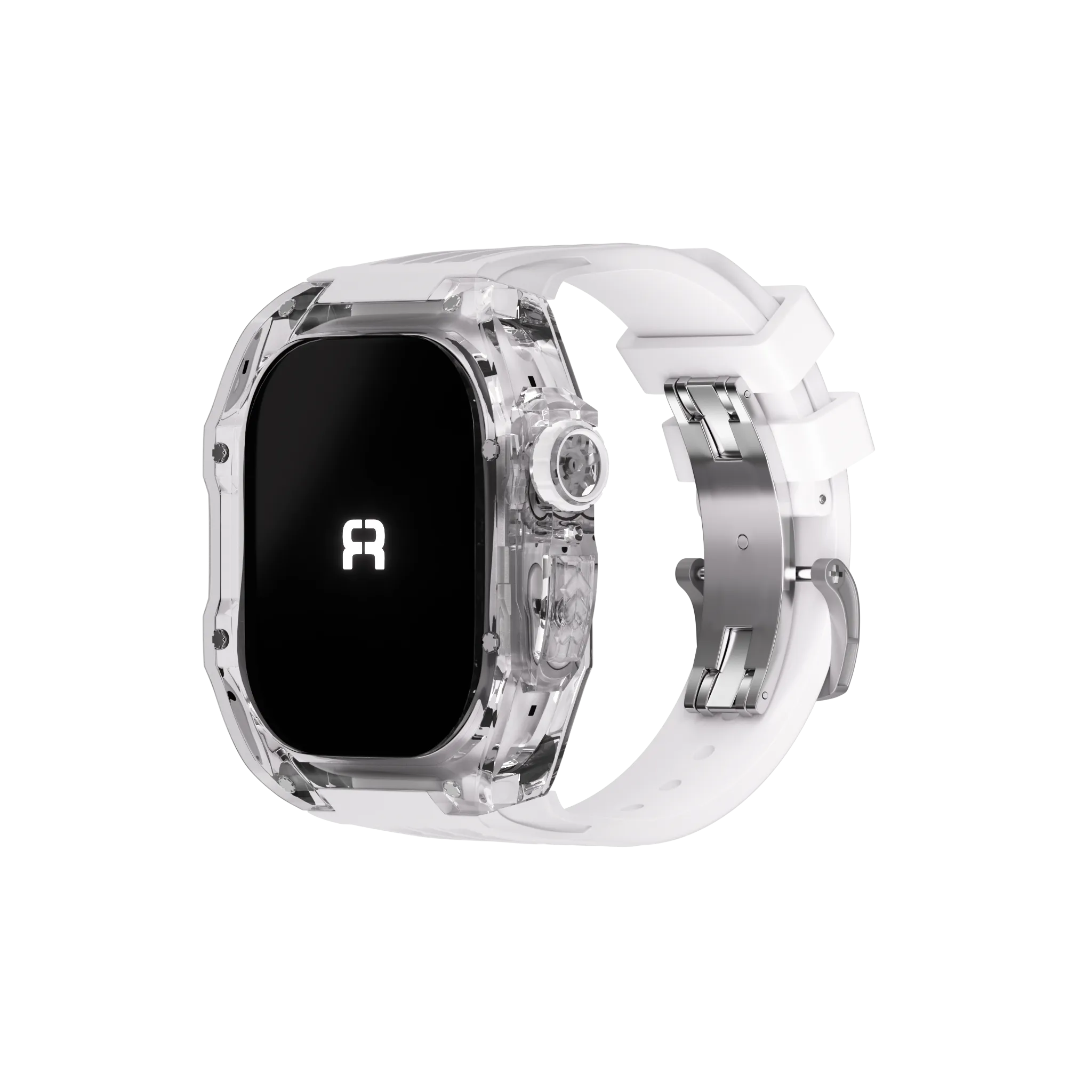 Reqior Apple Watch 45mm Polymer Hülle mit integriertem Gummi-Armband (Transparent)