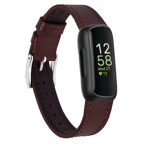 Leather Strap, dark brown, on a watch, 3/4 front view