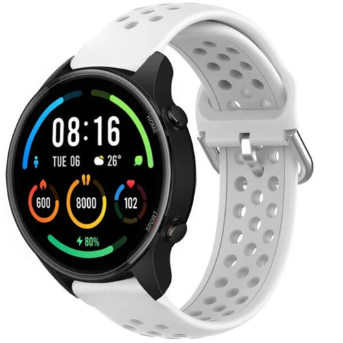 Breathable Silicone Strap, white, on a watch, 3/4 front view