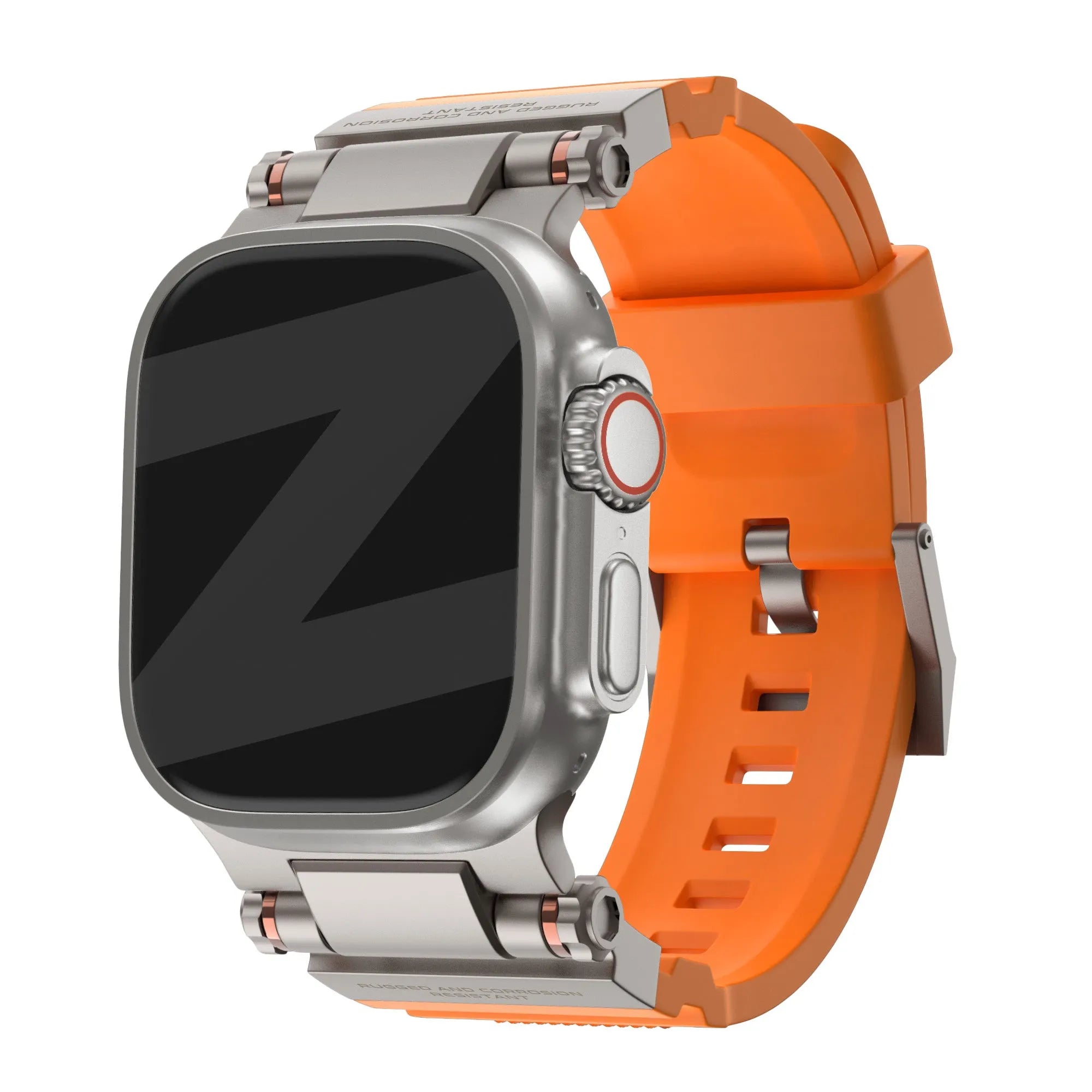 Bandz Apple Watch Silikonarmband 'Explorer' (Orange mit Titan)