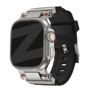 Bandz Apple Watch Silikonarmband 'Explorer' (Schwarz mit Titan)