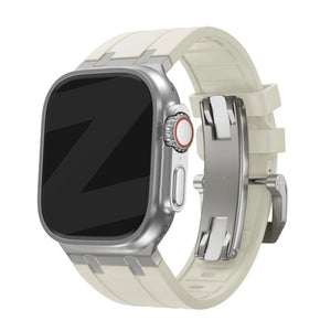 Bandz Apple Watch Ultra Silicone Strap 'Luxe Liquid' (Beige with Titanium)