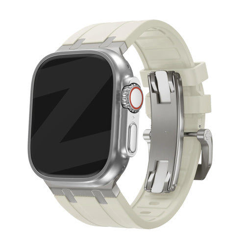 Bandz Apple Watch Ultra Silicone Strap 'Luxe Liquid' (Beige with Titanium)