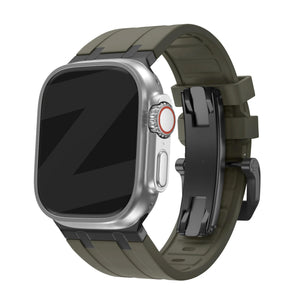 Bandz Apple Watch Ultra Silikonarmband Luxus Liquid (Braun mit Schwarz)