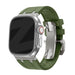 Bandz Apple Watch Ultra Silikonarmband Luxus Liquid (Grün mit Titan)