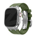 Bandz Apple Watch Ultra Silikonarmband Luxus Liquid (Grün mit Silber)