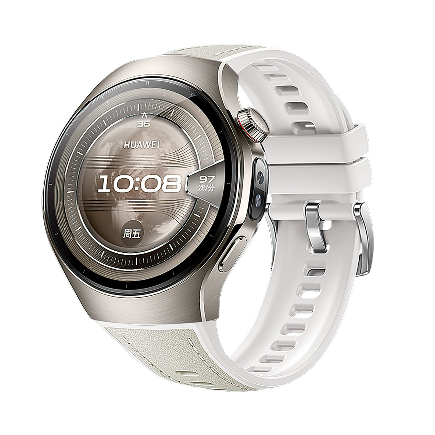Huawei Watch 5 - 42mm Hybrides Lederarmband 'Perfect Fit' (Beige)