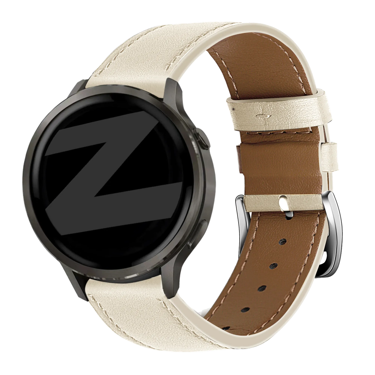 Bandz Garmin 18mm Lederarmband 'Deluxe' (Beige)