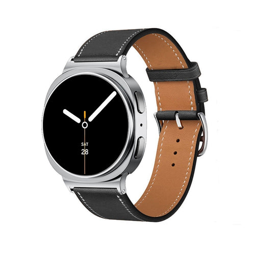 Samsung Galaxy Watch 8 Classic 'Klassisches' Lederarmband (Schwarz)
