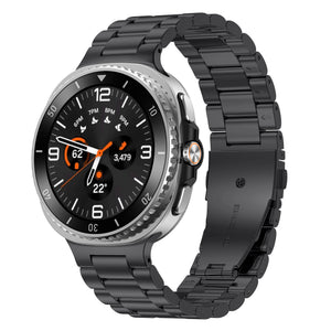 Steel Strap, black, on a watch, 3/4 front view