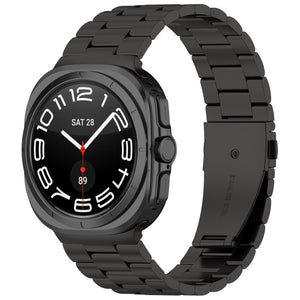 Steel Strap, black, on a watch, 3/4 front view