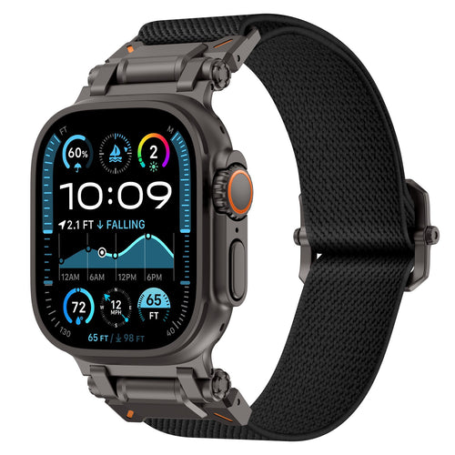 Apple Watch Ultra Polyester Explorer Armband (Schwarz mit Schwarz)