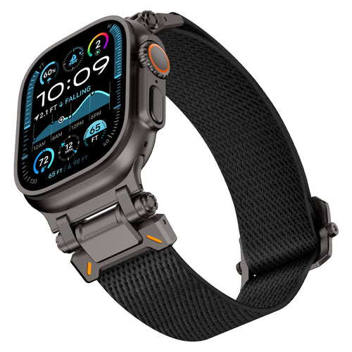 Apple Watch Ultra Polyester Explorer Armband (Schwarz mit Schwarz)