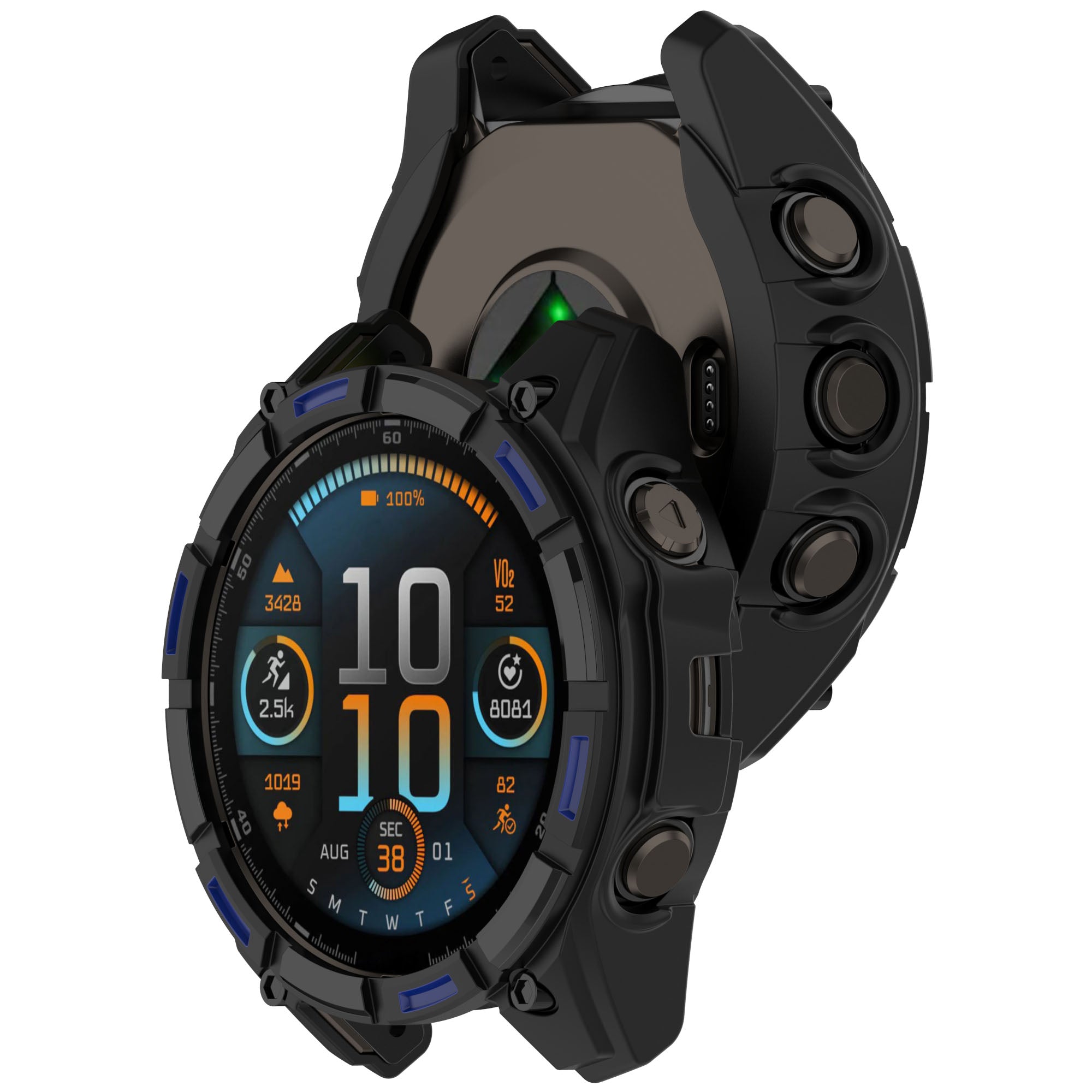 Garmin Quatix 8 - 51mm Robuste TPU-Hülle (Schwarz/Blau)