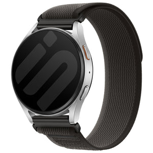 Trail Nylon Strap, black/grey, on a watch, 3/4 front view