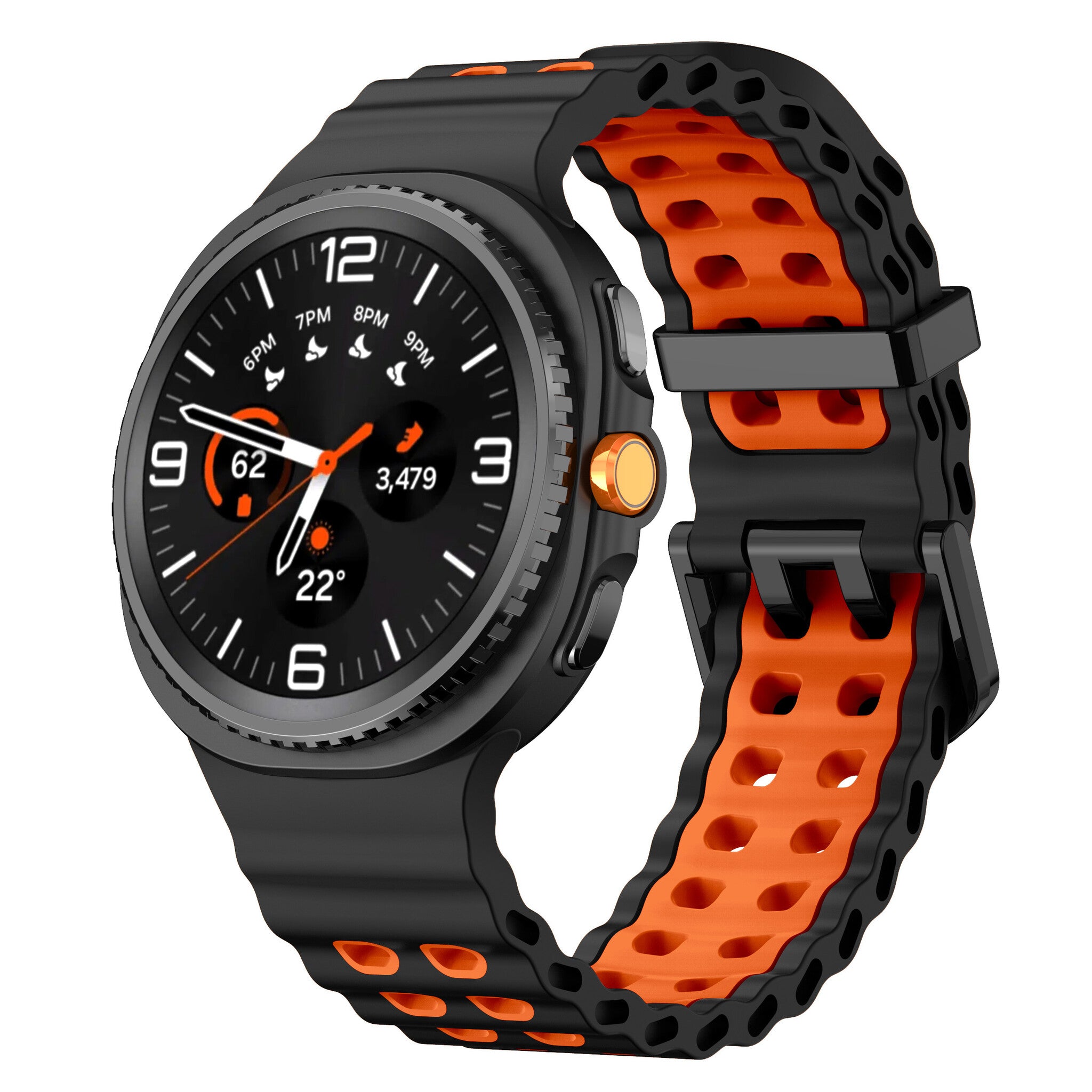 Samsung Galaxy Watch 9 - 44mm Ocean Armband (Schwarz/Orange)