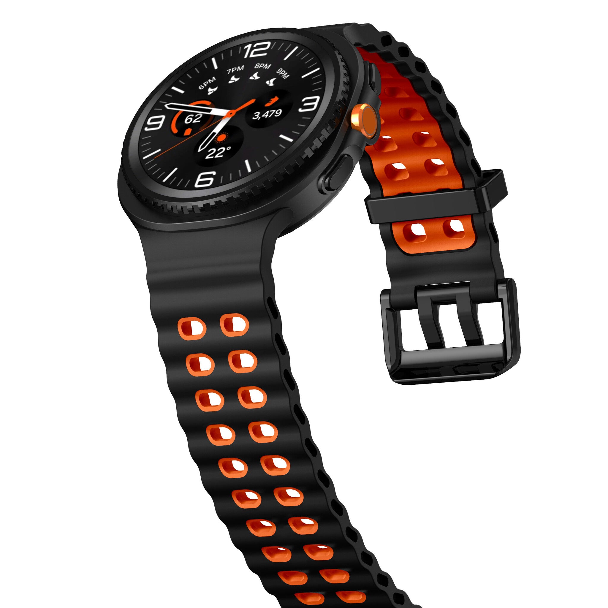 Samsung Galaxy Watch 9 - 44mm Ocean Armband (Schwarz/Orange)