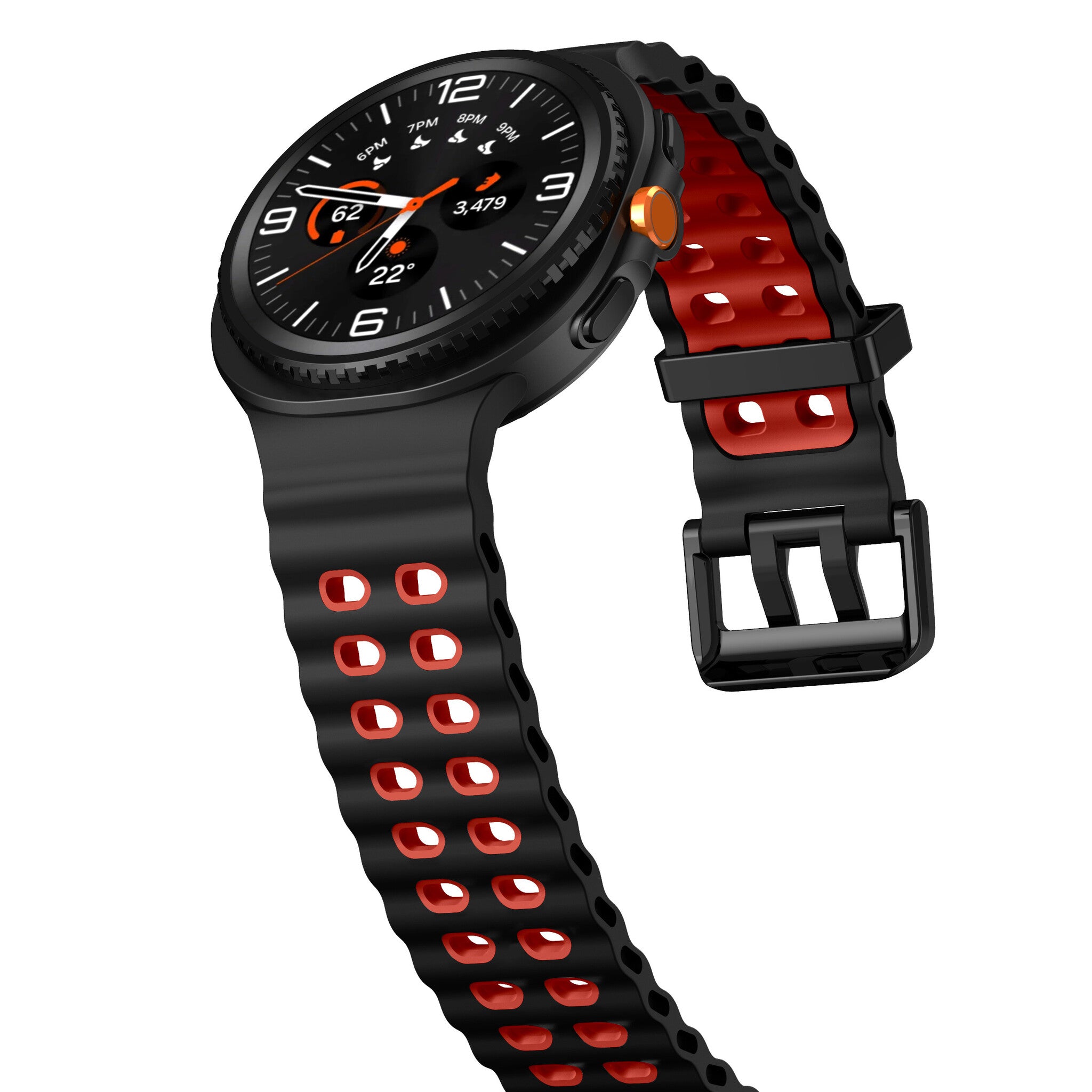 Samsung Galaxy Watch 9 - 44mm Ocean Armband (Schwarz/Rot)