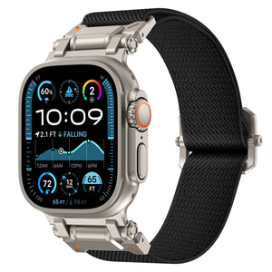 Apple Watch Ultra Polyester Explorer Armband (Schwarz mit Titan)