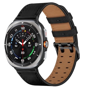 Samsung Galaxy Watch Ultra 2 Doppelnadel-Lederarmband (Schwarz)