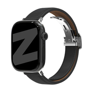 apple watch leather band d-type black