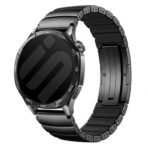 One Bead Titanium Strap, black, on a watch, 3/4 front view